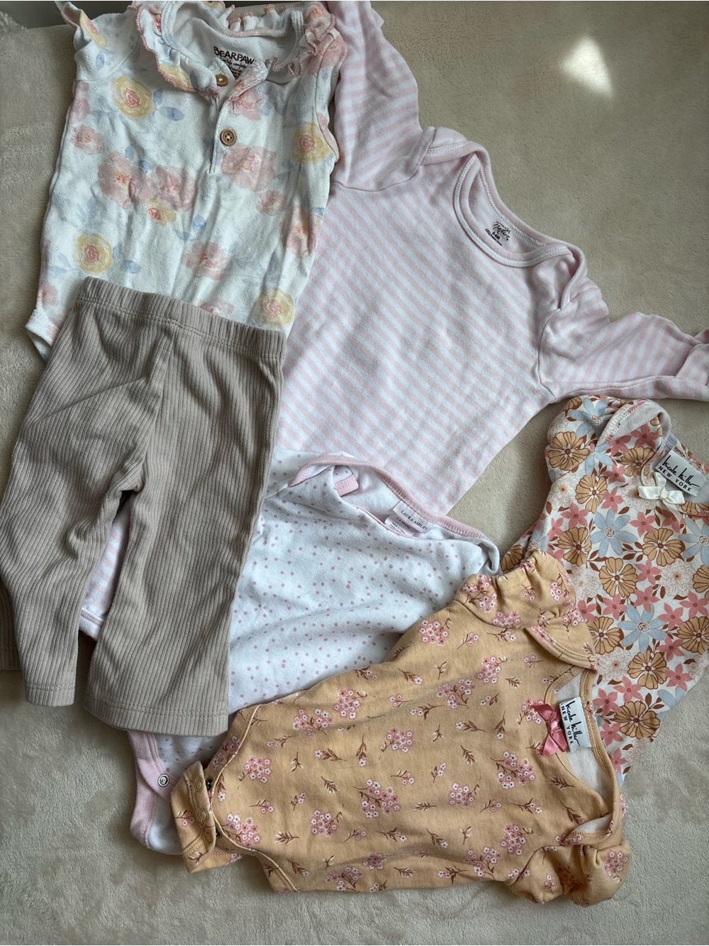 Baby girl lot 6 piece set matching sleep sack tops bottoms 3-6 month EUC NWOT